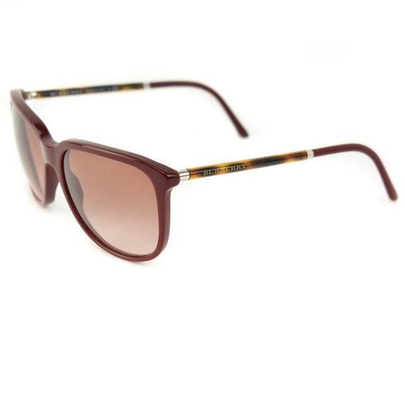Burberry Accessories - BURBERRY: Burgundy/Tortoise Brown Logo Sunglasses (g)